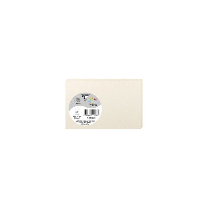 25 cartes CLAIREFONTAINE Pollen - 82 x 128 mm - 210 g/m² - Ivoire irisé - 3329680114867