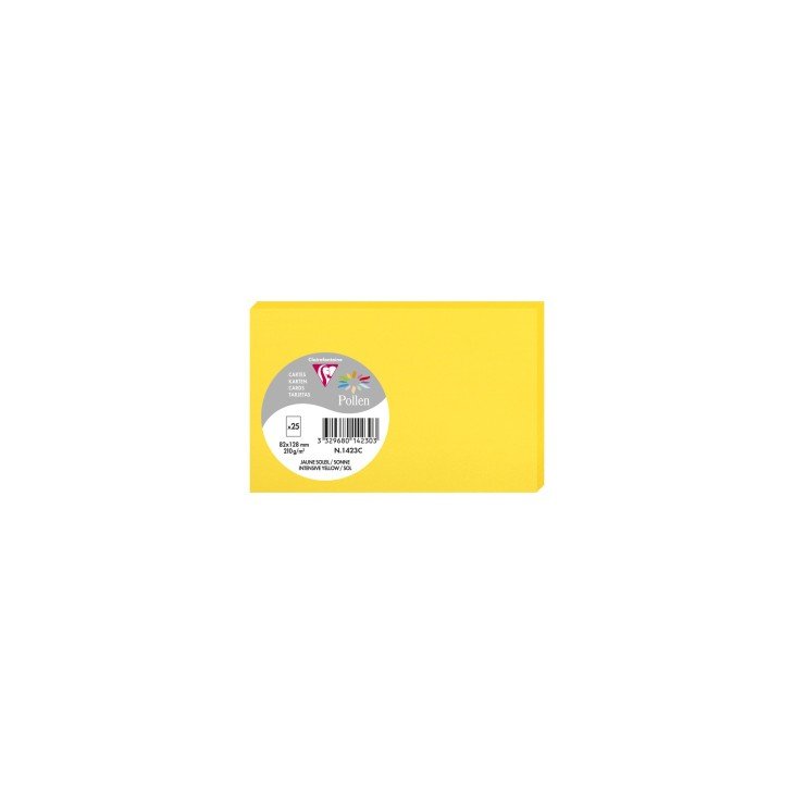 25 cartes CLAIREFONTAINE Pollen - 82 x 128 mm - 210 g/m² - Jaune soleil - 3329680142303