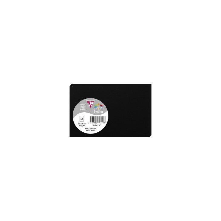 25 cartes CLAIREFONTAINE Pollen - 82 x 128 mm - 210 g/m² - Noir - 3329680147506