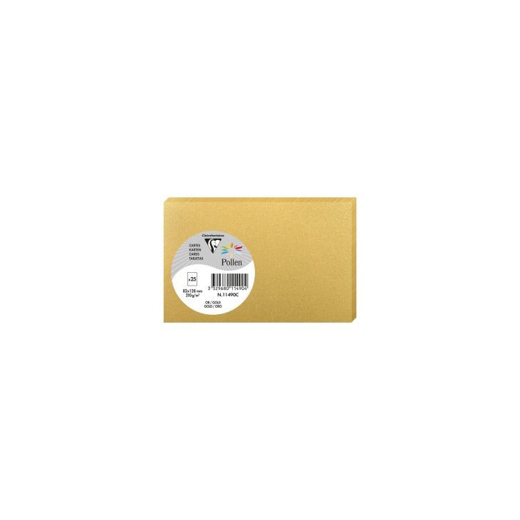 25 cartes CLAIREFONTAINE Pollen - 82 x 128 mm - 210 g/m² - Or - 3329680114904