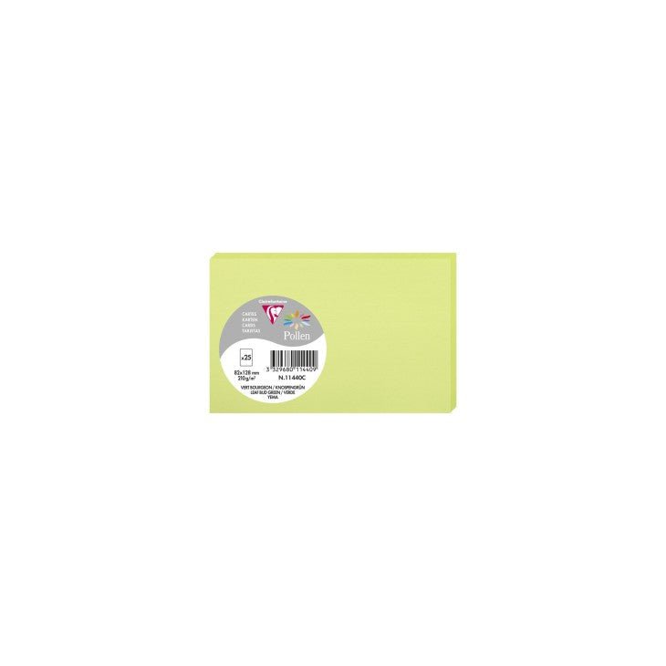 25 cartes CLAIREFONTAINE Pollen - 82 x 128 mm - 210 g/m² - Vert bourgeon - 3329680114409