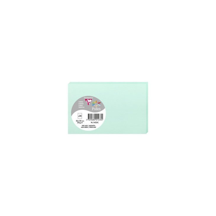 25 cartes CLAIREFONTAINE Pollen - 82 x 128 mm - 210 g/m² - Vert jade - 3329680014334