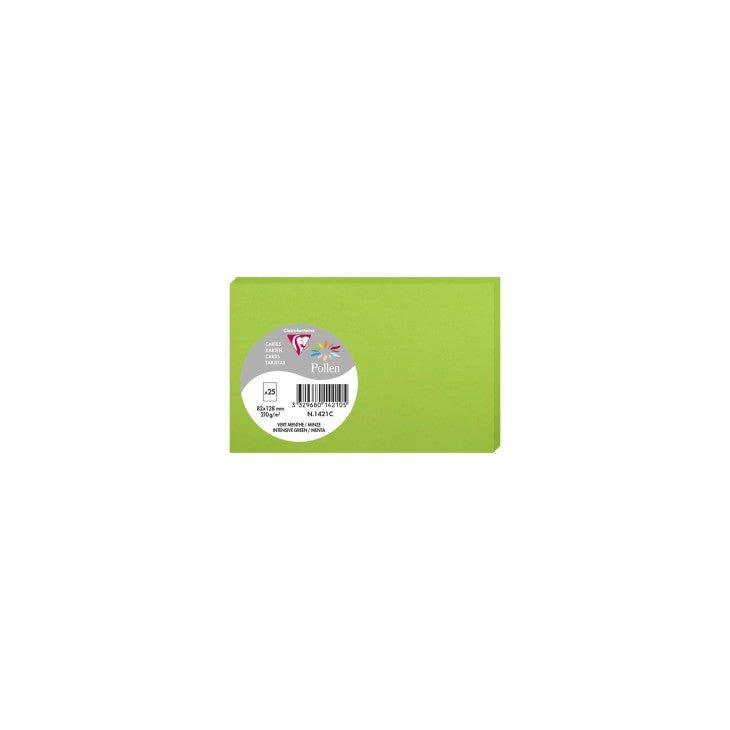 25 cartes CLAIREFONTAINE Pollen - 82 x 128 mm - 210 g/m² - Vert menthe - 3329680142105