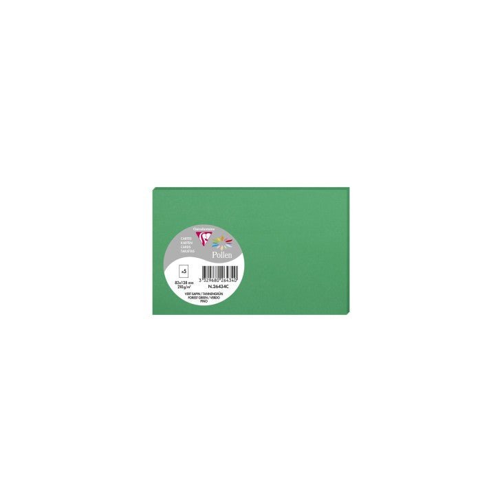 25 cartes CLAIREFONTAINE Pollen - 82 x 128 mm - 210 g/m² - Vert sapin - 3329680264340