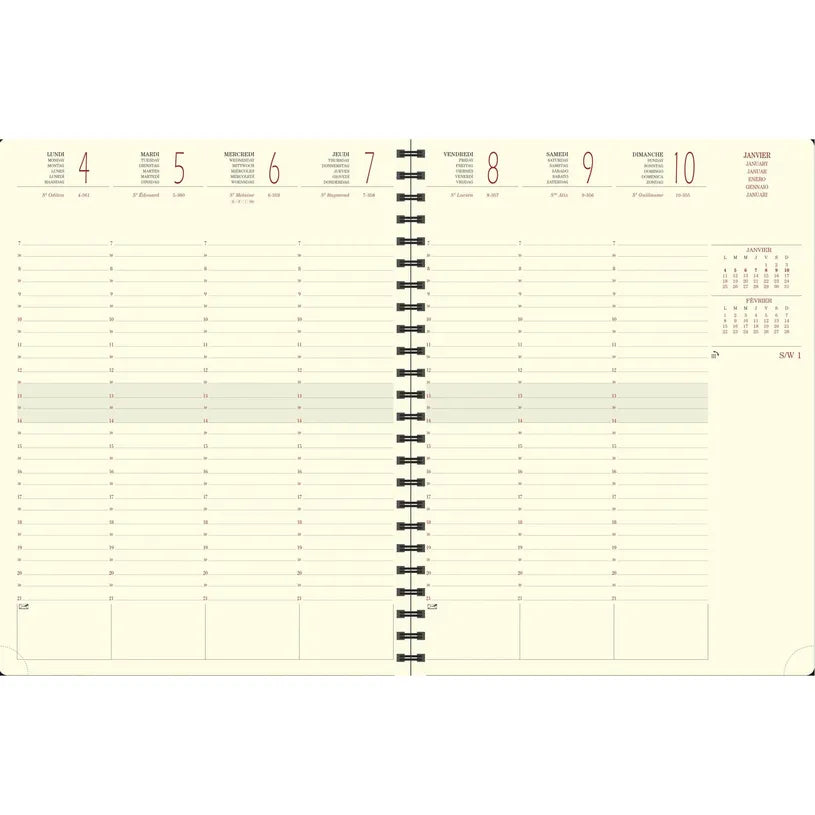 Agenda 2027 EXACOMPTA Eurotime 27S - 21 x 27 cm - 1 semaine sur 2 pages - Orientation verticale - Rialto rouge