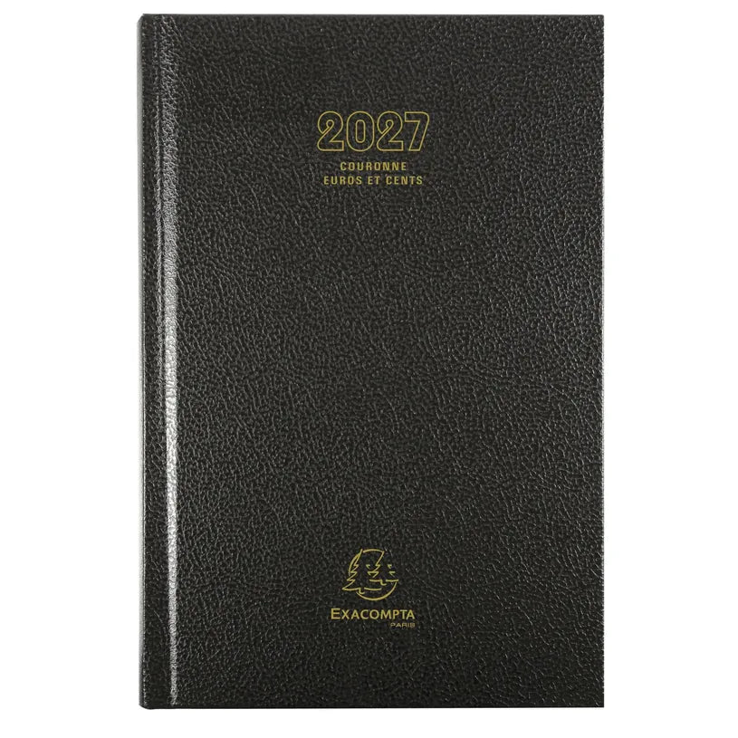 Agenda 2027 EXACOMPTA Couronne Euros et cents - 11 x 17 cm - 1 jour par page - Orientation horizontale - Noir