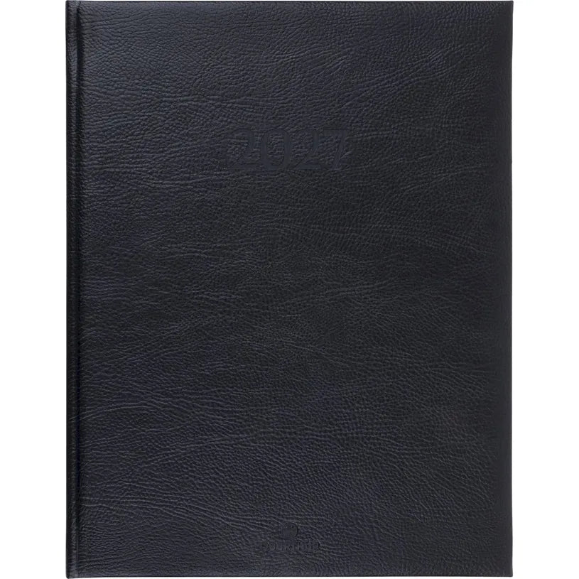 Agenda 2027 OBERTHUR London - 21 x 27 cm - 1 semaine sur 2 pages - Orientation verticale - Noir