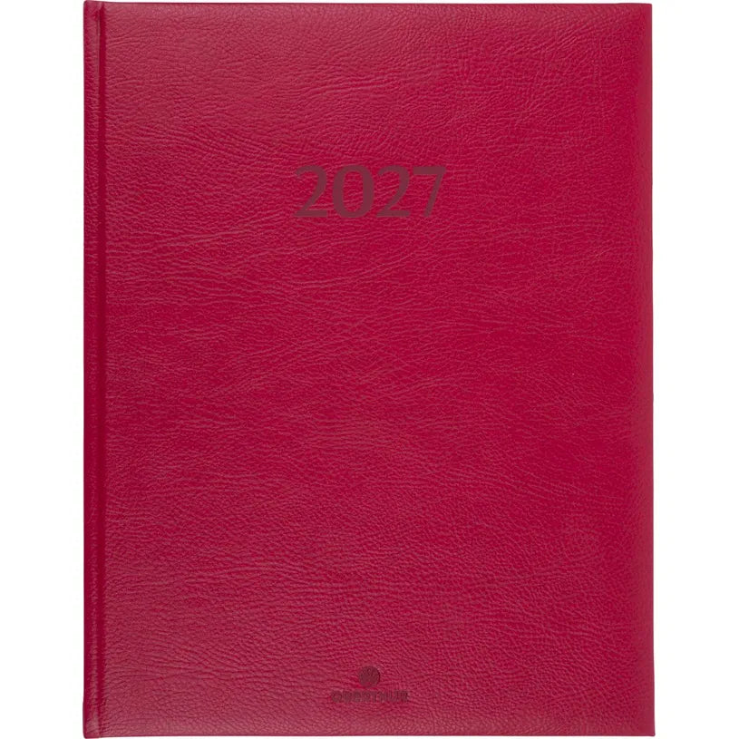 Agenda 2027 OBERTHUR London - 21 x 27 cm - 1 semaine sur 2 pages - Orientation verticale - Rouge