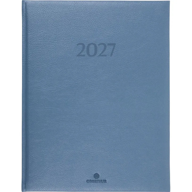 Agenda 2027 OBERTHUR London - 21 x 27 cm - 1 semaine sur 2 pages - Orientation verticale - Bleu gris