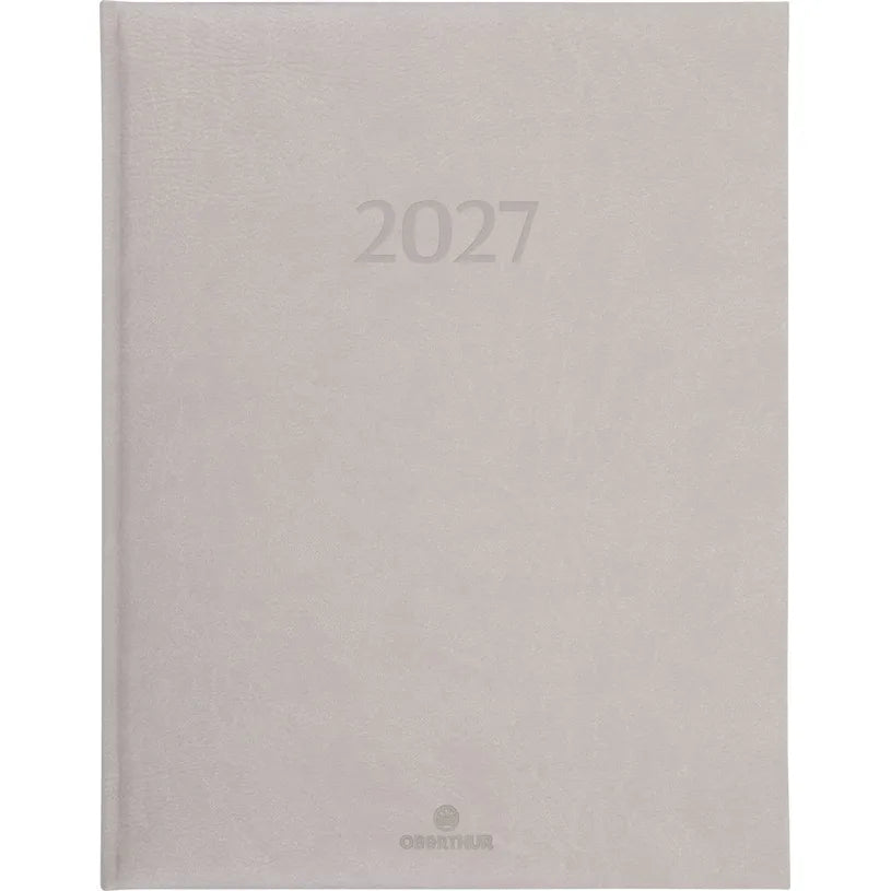 Agenda 2027 OBERTHUR London - 21 x 27 cm - 1 semaine sur 2 pages - Orientation verticale - Gris clair