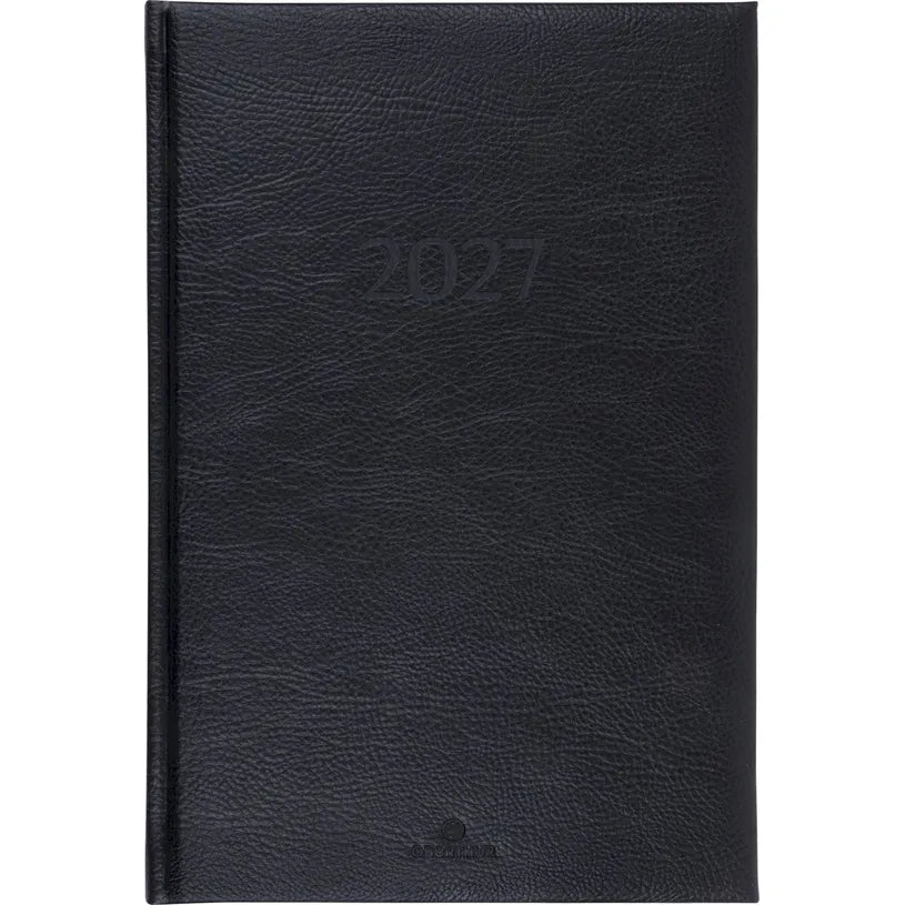 Agenda 2027 OBERTHUR London - 16 x 24 cm - 1 semaine sur 2 pages - Orientation verticale - Noir