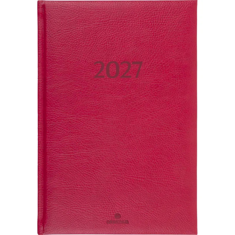 Agenda 2027 OBERTHUR London - 16 x 24 cm - 1 semaine sur 2 pages - Orientation verticale - Rouge