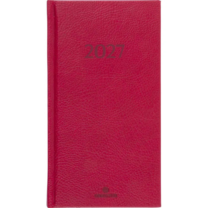 Agenda 2027 OBERTHUR London - 9 x 16,5 cm - 1 semaine sur 2 pages - Orientation horizontale - Rouge