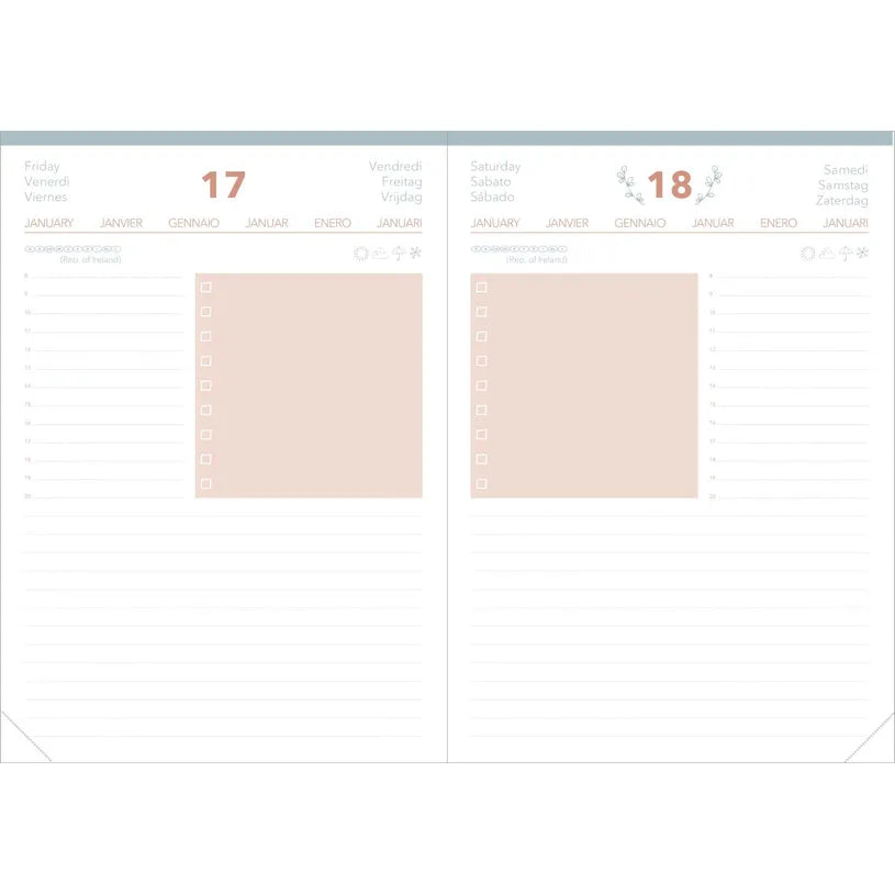 Agenda 2027 QUO VADIS Daily 21 Color - 13 x 21 cm - 1 jour par page - Orientation horizontale - Pastel pêche