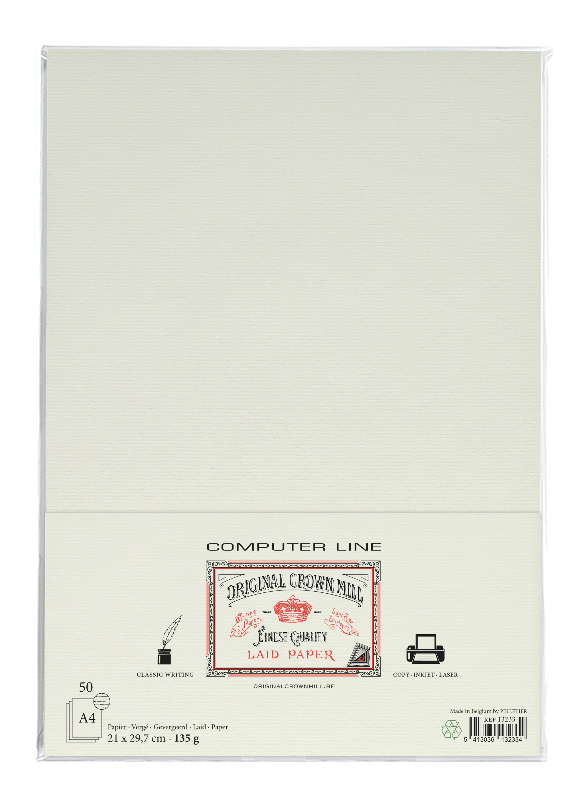 50 feuilles ORIGINAL CROWN MILL Papier Vergé - A4 - 135 g/m² - Crème - 5413036132334