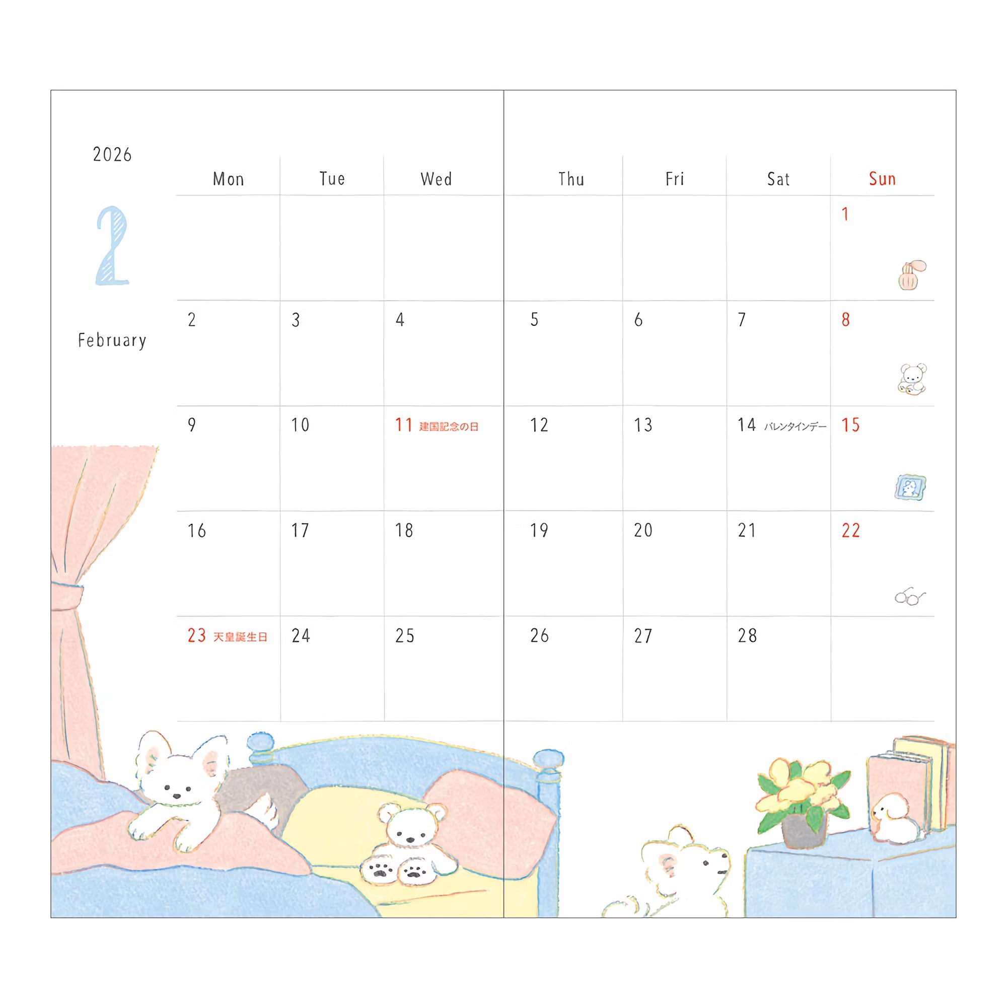 Agenda 2026 MIDORI Pocket Diary - Slim - Chien