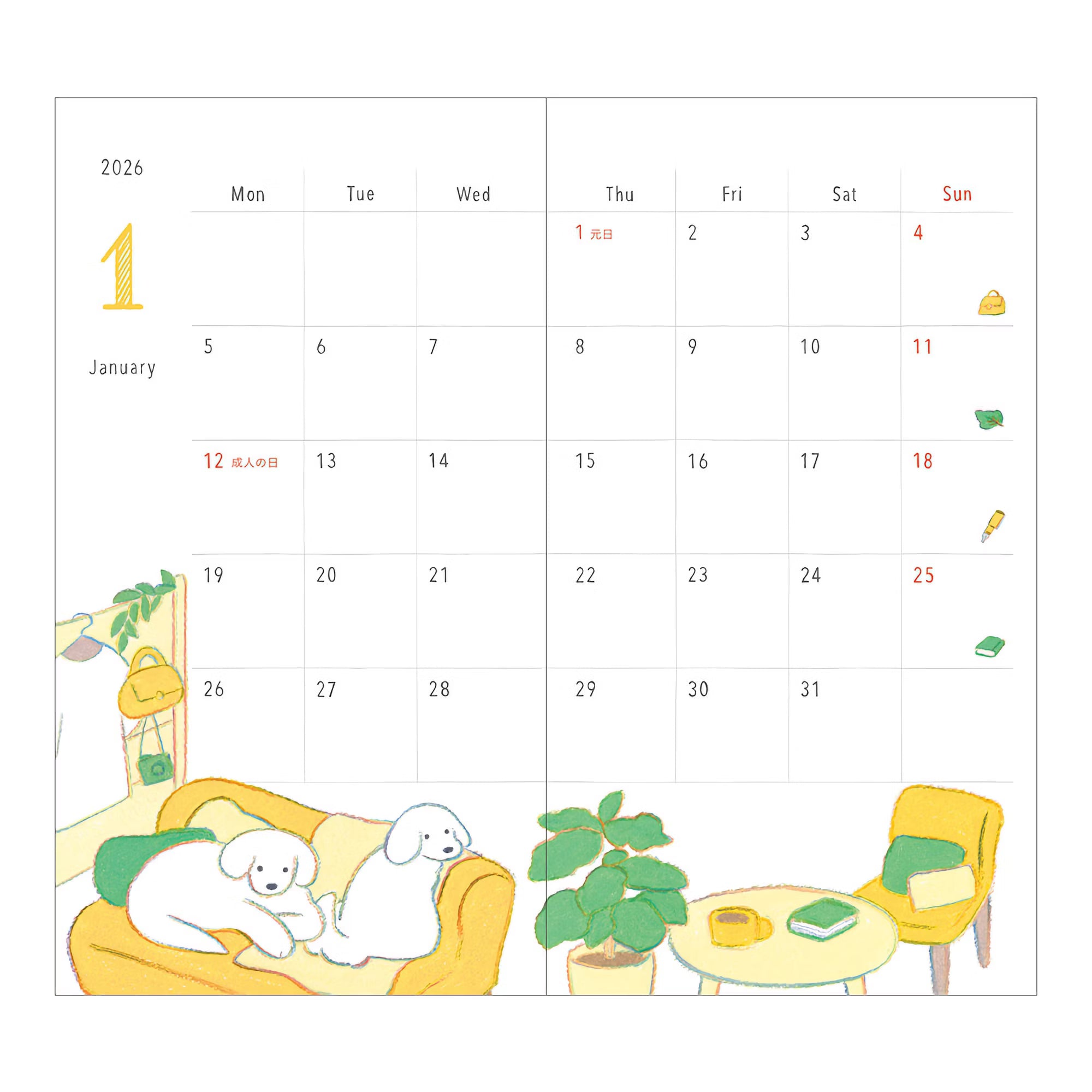 Agenda 2026 MIDORI Pocket Diary - Slim - Chien