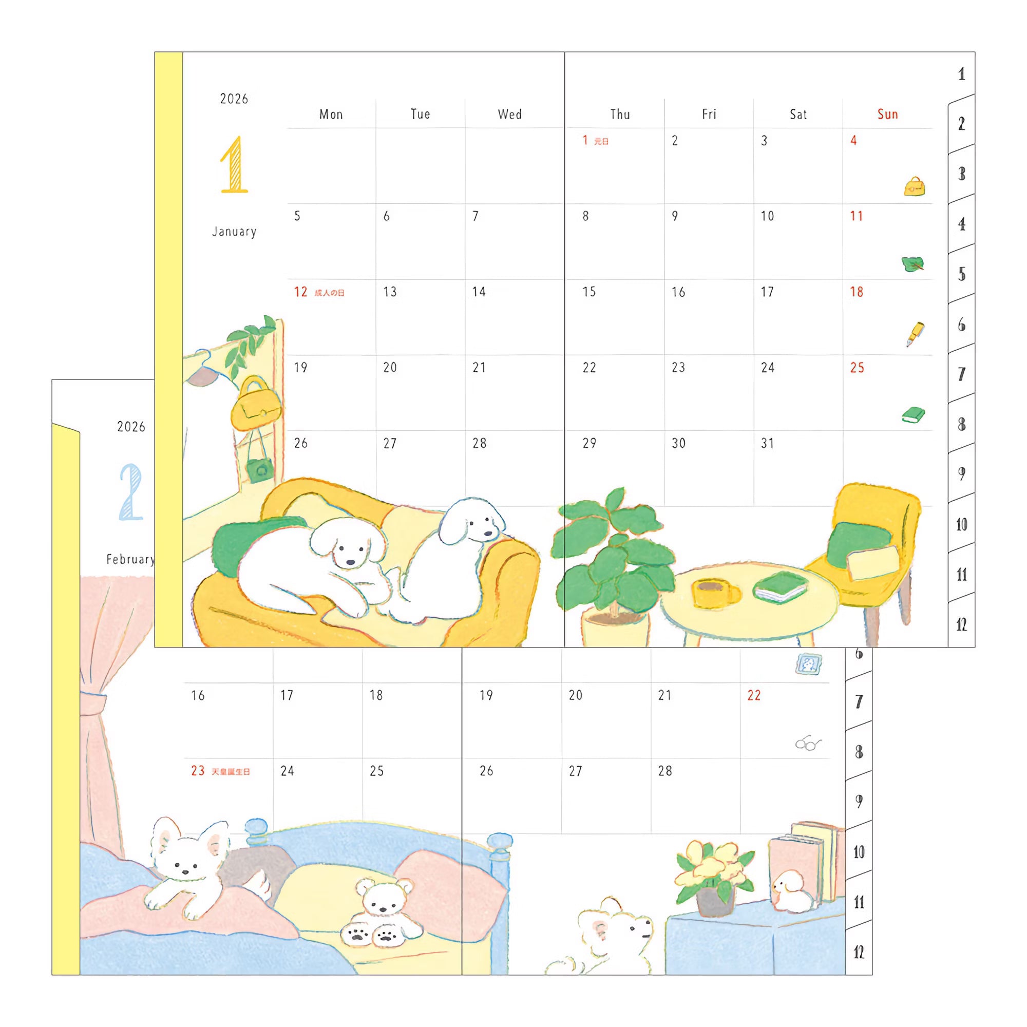 Agenda 2026 MIDORI Pocket Diary - B6 - Chien