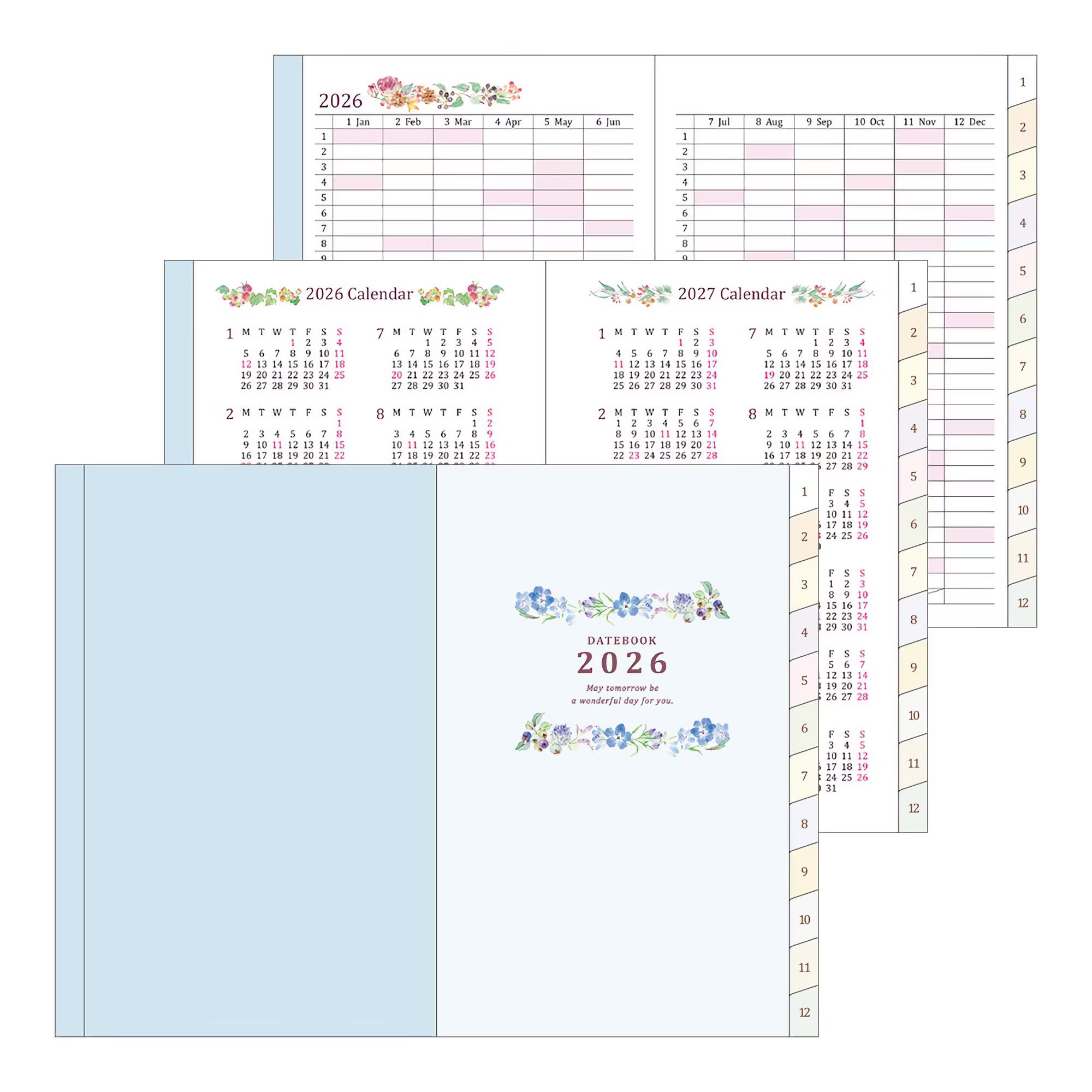 Agenda 2026 MIDORI Pocket Diary - Mini - Fleur