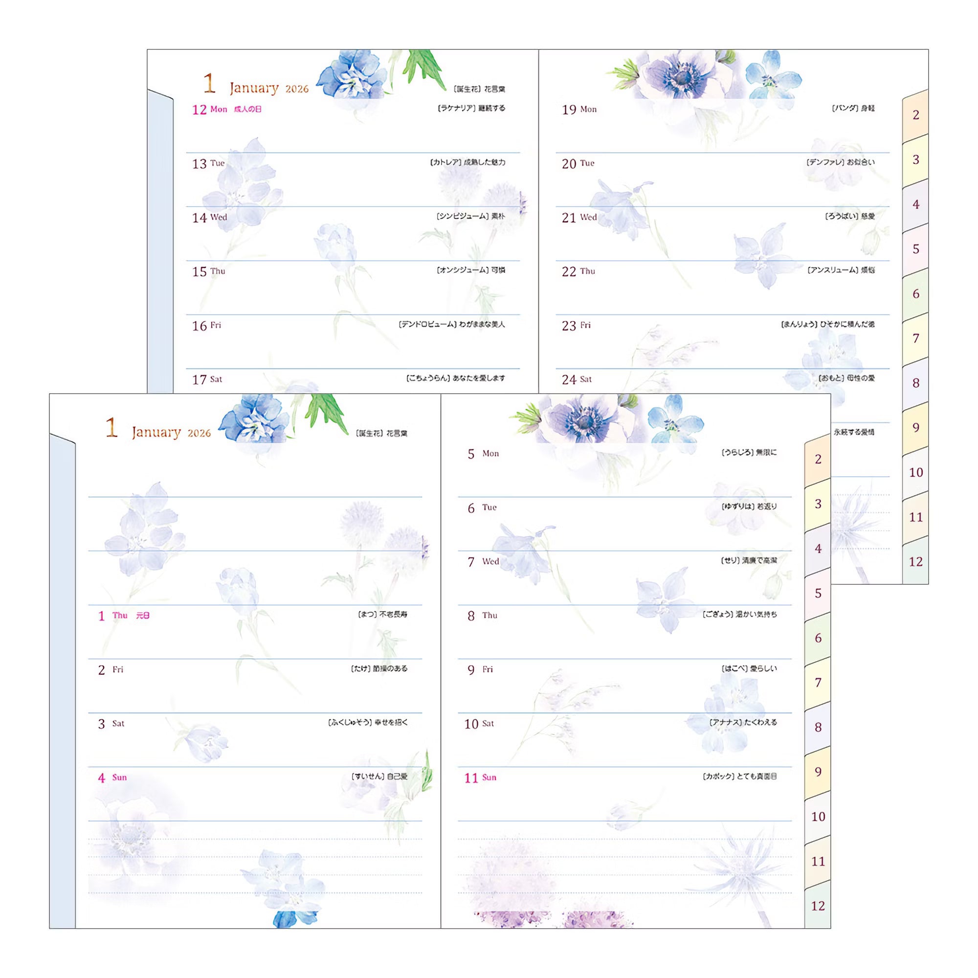 Agenda 2026 MIDORI Pocket Diary - A6 - Fleur