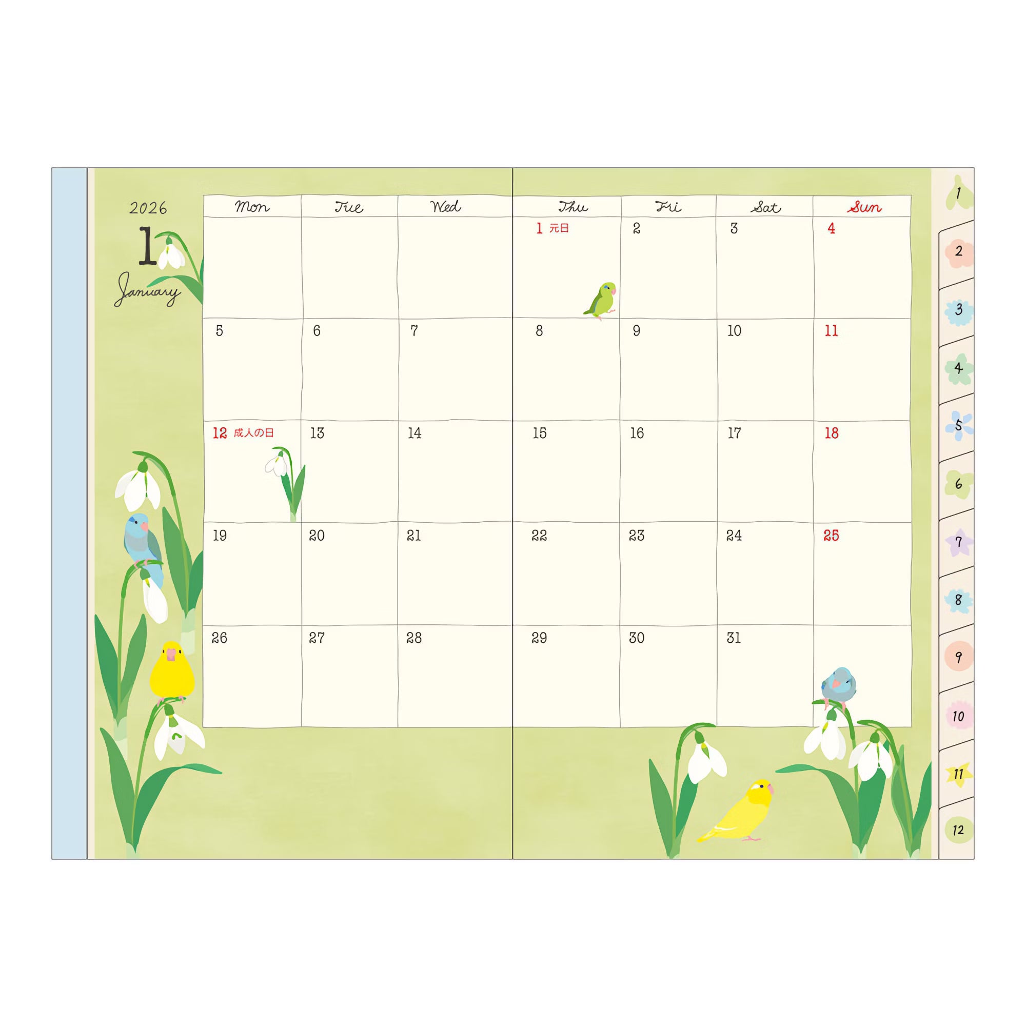Agenda 2026 MIDORI Pocket Diary - Mini - Oiseau