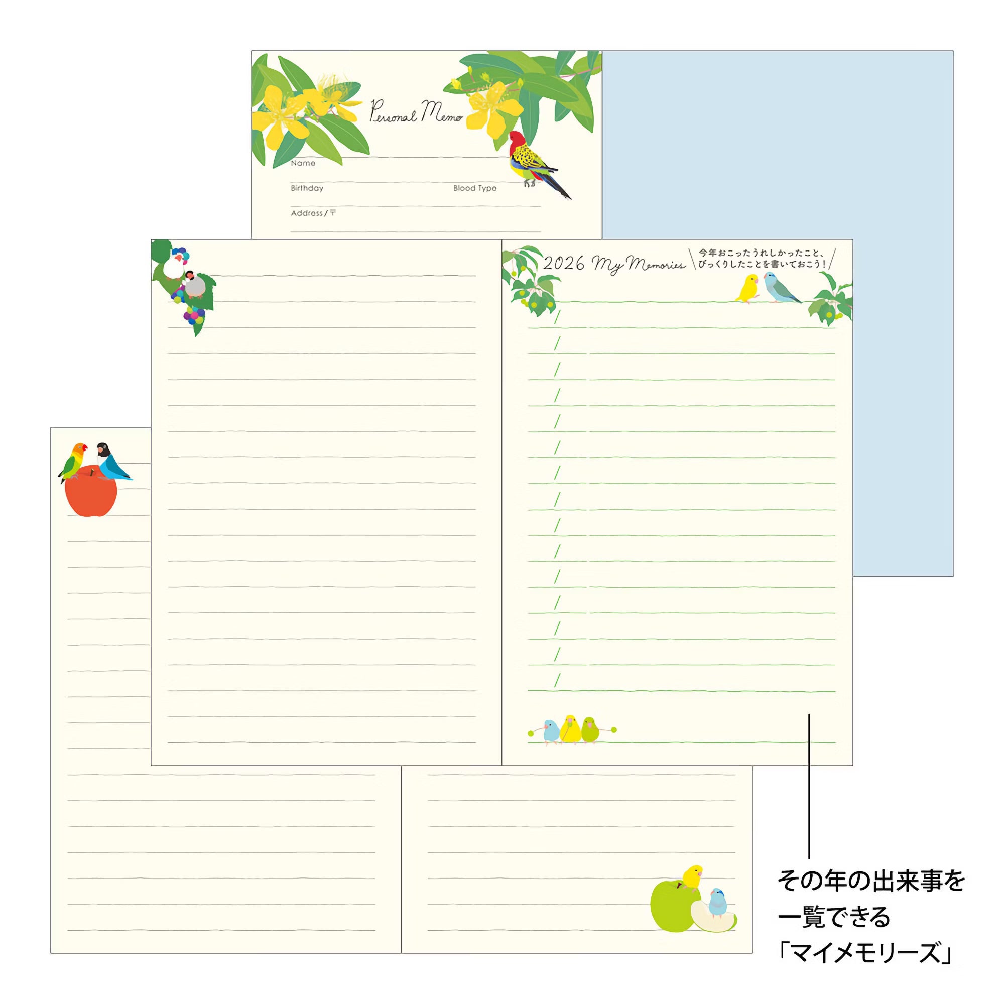 Agenda 2026 MIDORI Pocket Diary - Mini - Oiseau