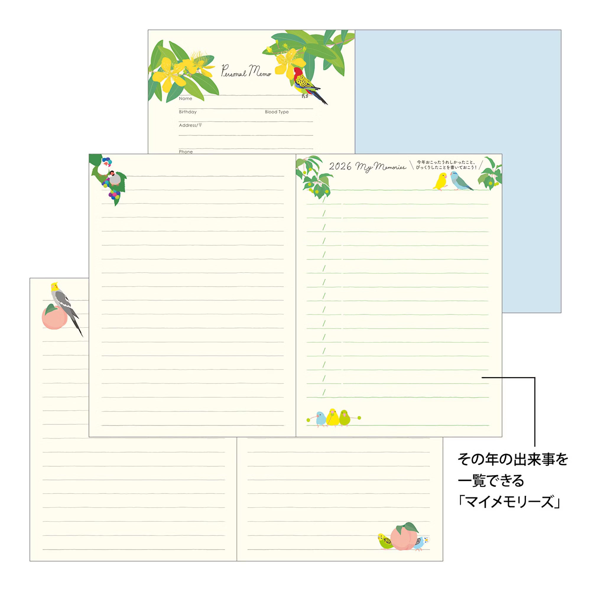 Agenda 2026 MIDORI Pocket Diary - A6 - Oiseau