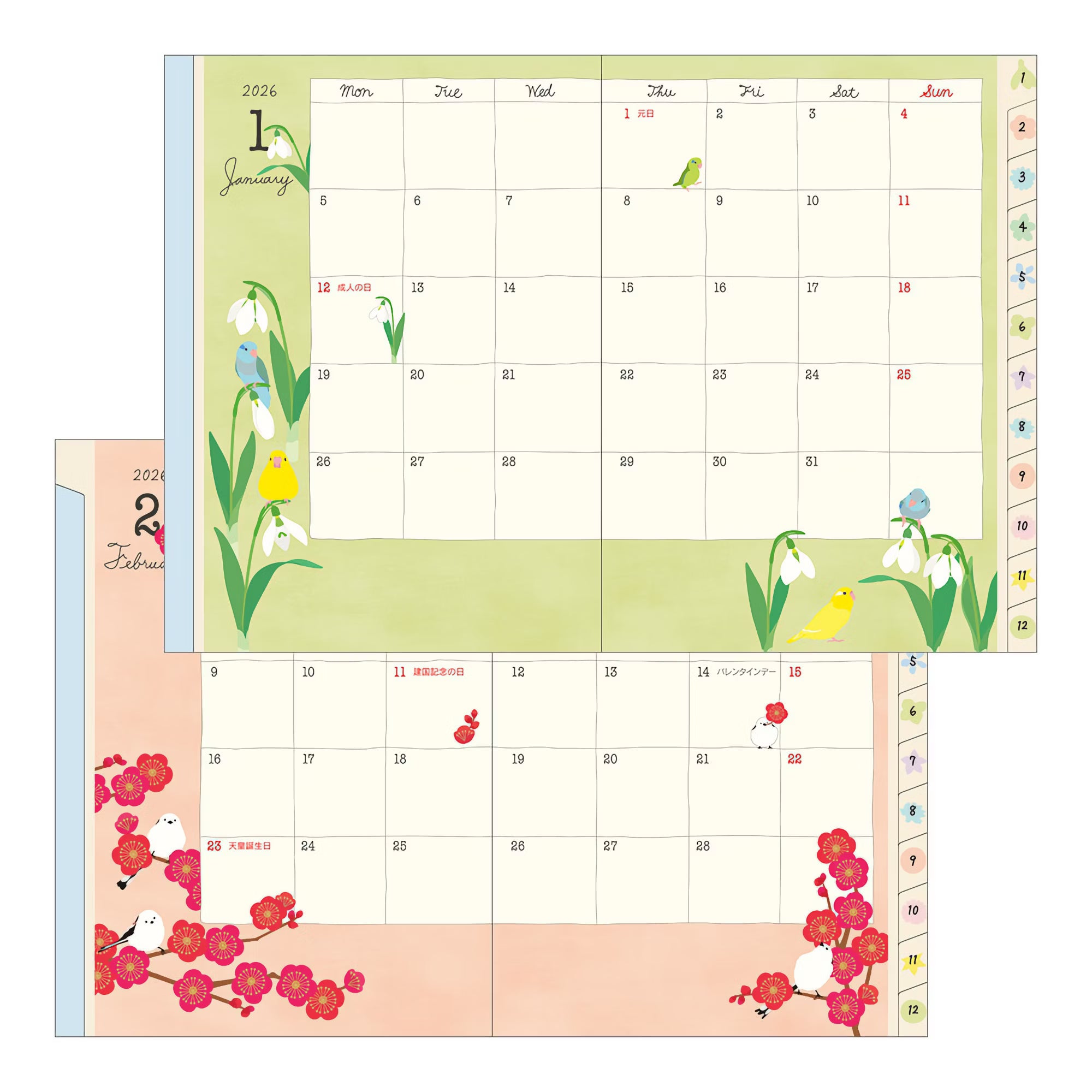 Agenda 2026 MIDORI Pocket Diary - A6 - Oiseau
