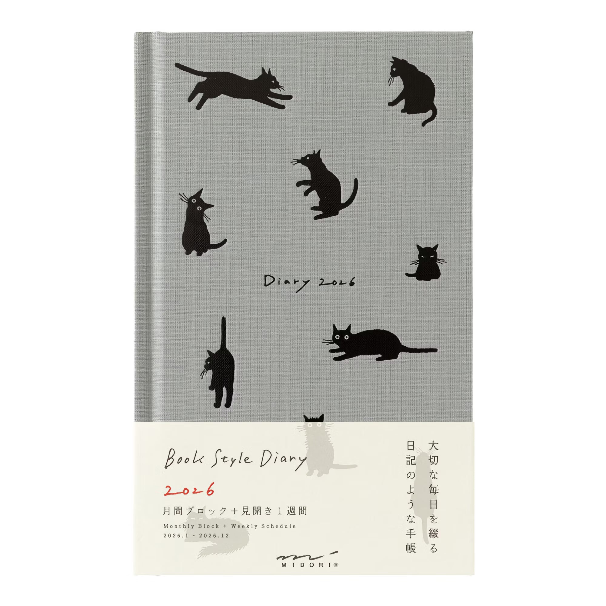 Agenda 2026 MIDORI Diary Book - B6 - Chat Gris