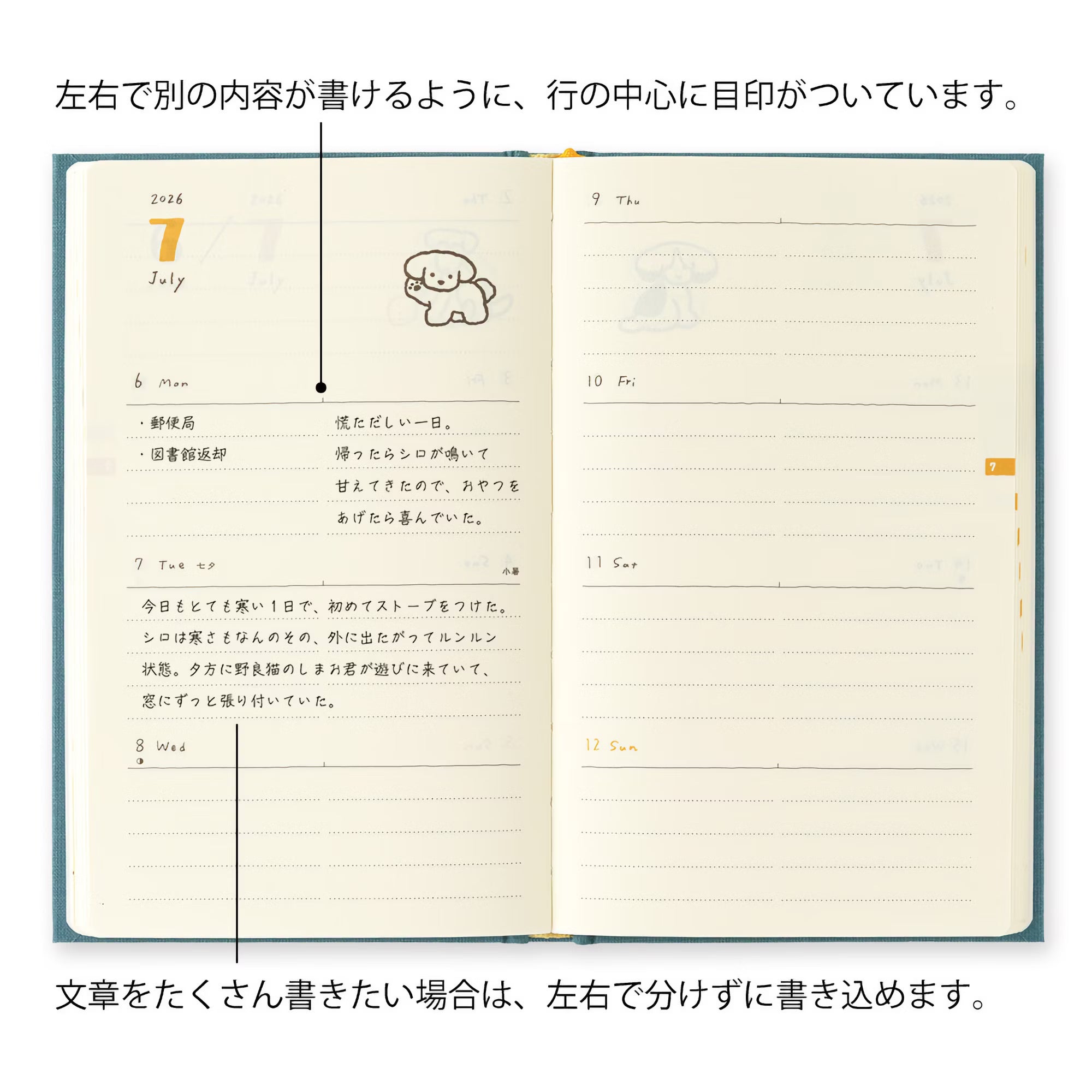 Agenda 2026 MIDORI Diary Book - B6 - Chien Bleu