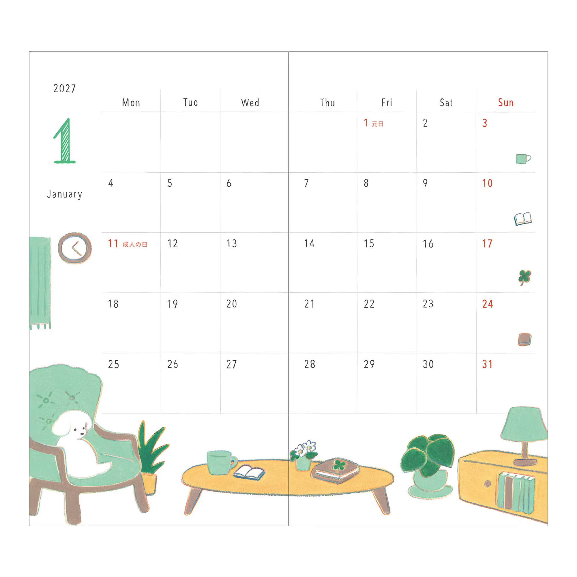 Agenda 2027 MIDORI Pocket Diary - Slim - Chien