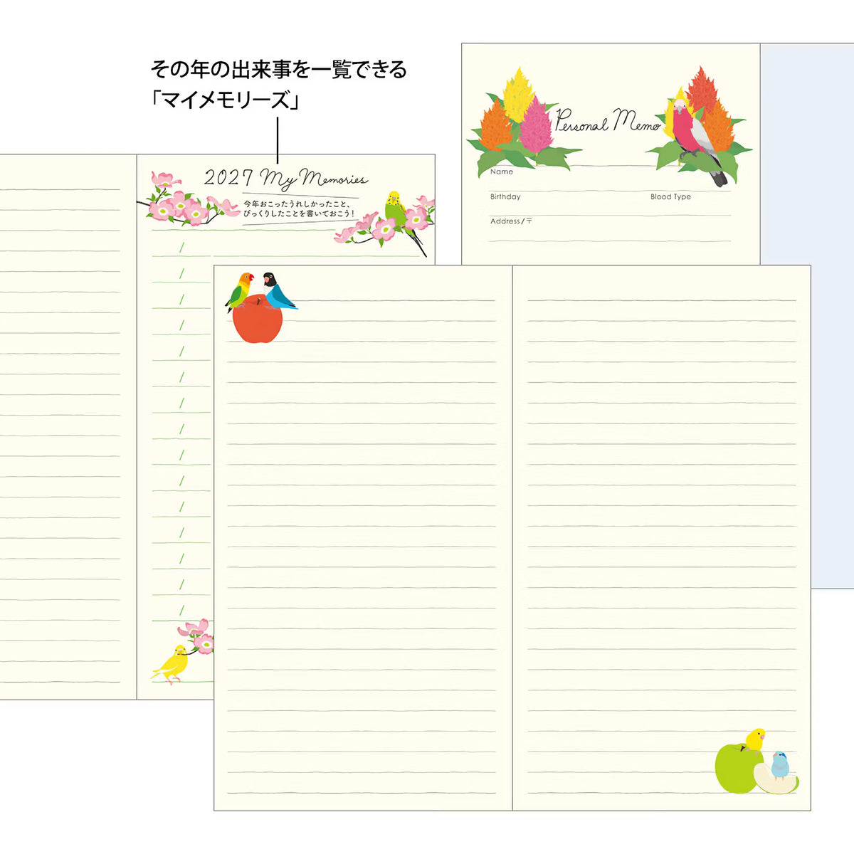 Agenda 2027 MIDORI Pocket Diary - Slim - Oiseau