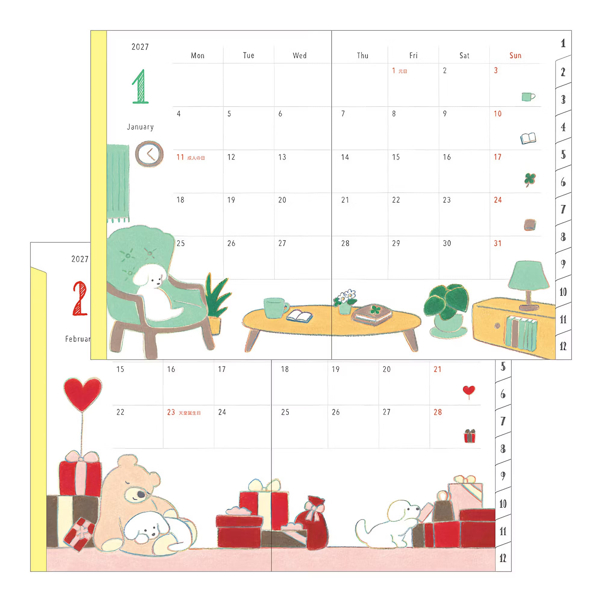 Agenda 2027 MIDORI Pocket Diary - A6 - Chien
