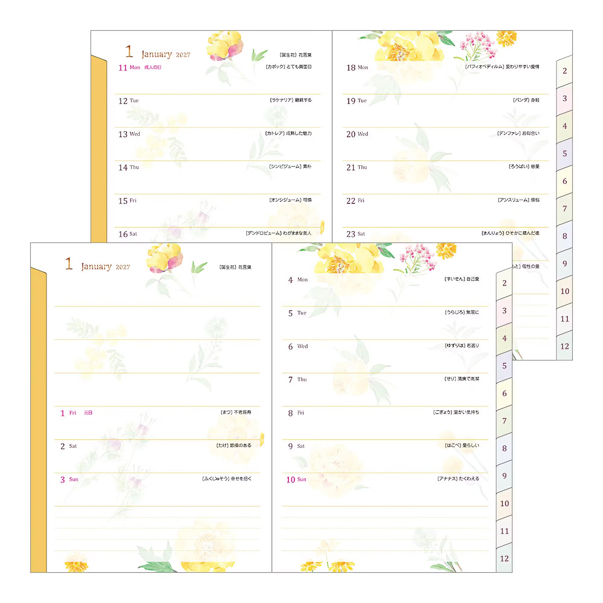 Agenda 2027 MIDORI Pocket Diary - A6 - Fleur
