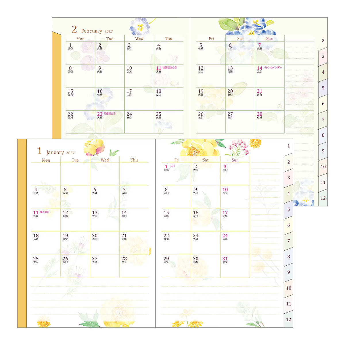 Agenda 2027 MIDORI Pocket Diary - A6 - Fleur