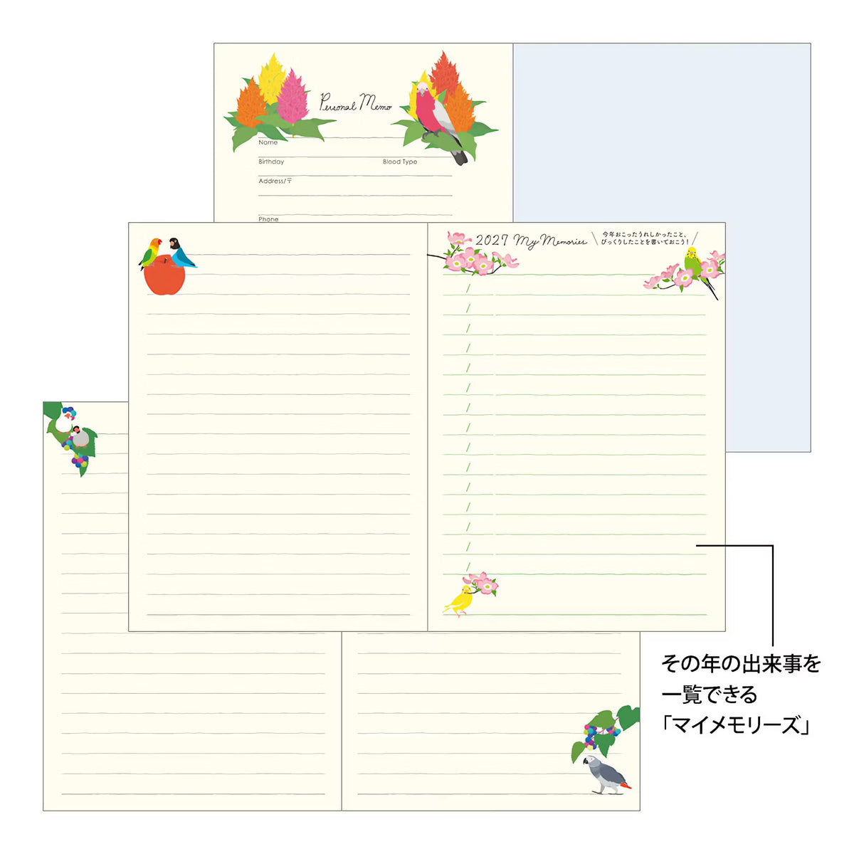 Agenda 2027 MIDORI Pocket Diary - A6 - Oiseau