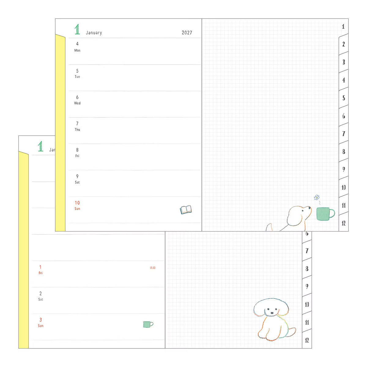 Agenda 2027 MIDORI Pocket Diary - B6 - Chien