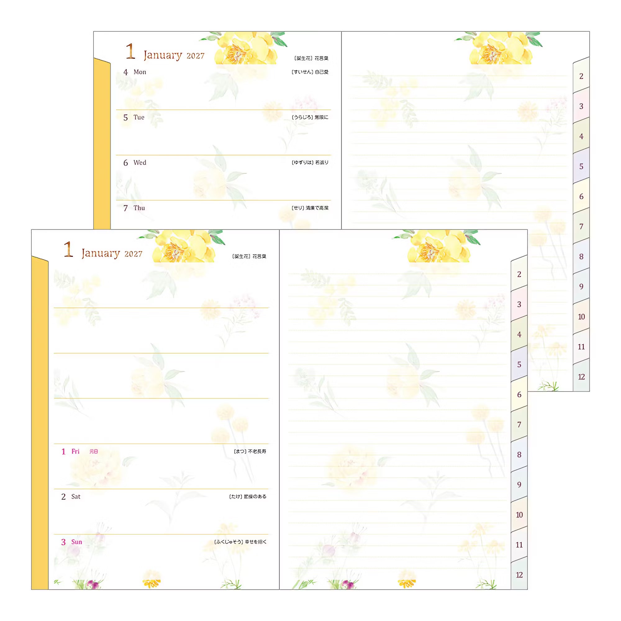 Agenda 2027 MIDORI Pocket Diary - B6 - Fleur