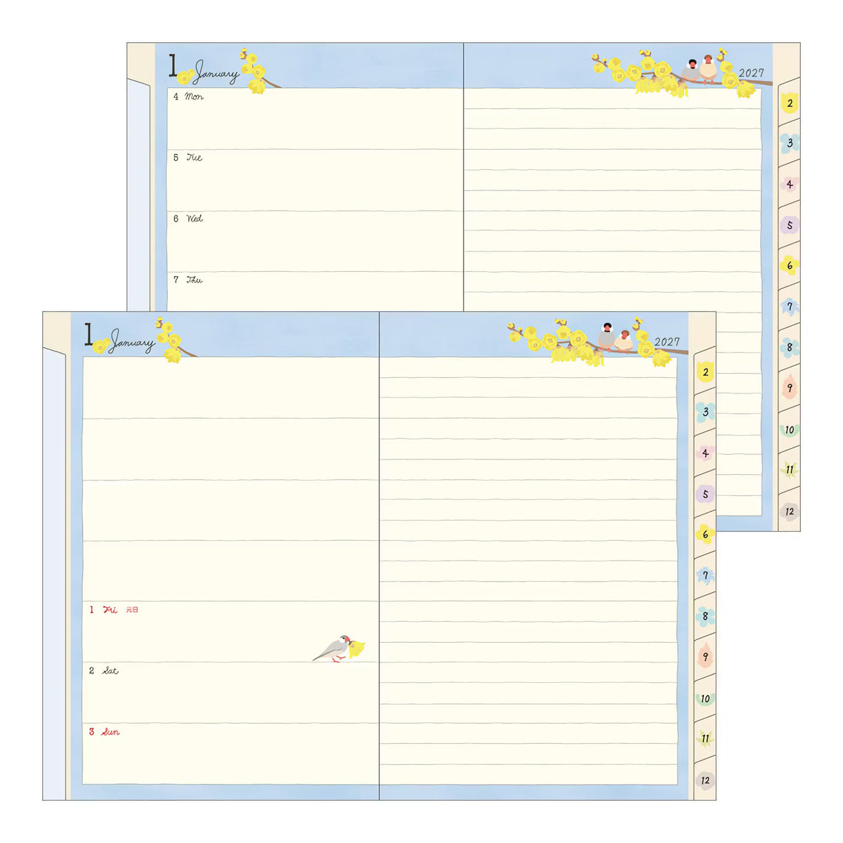 Agenda 2027 MIDORI Pocket Diary - B6 - Oiseau