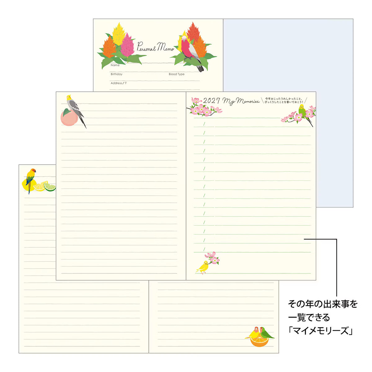 Agenda 2027 MIDORI Pocket Diary - B6 - Oiseau