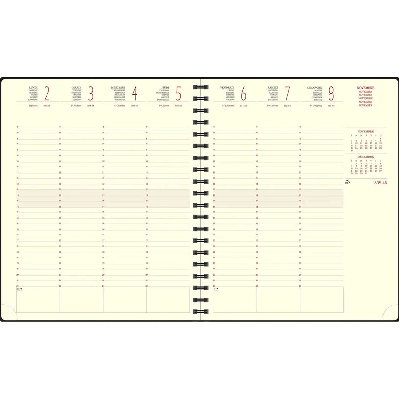 Agenda 2027 EXACOMPTA Eurotime 22S - 18,5 x 22,5 cm - 1 semaine sur 2 pages - Orientation verticale - Swan noir