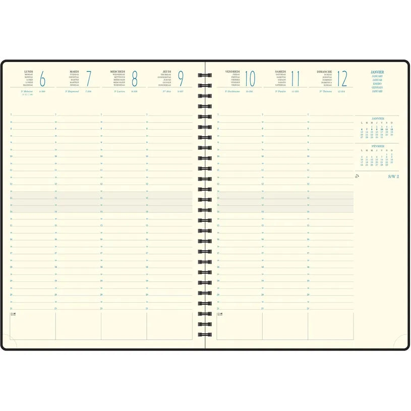 Agenda 2027 EXACOMPTA Eurotime 29S - 21 x 29,7 cm - 1 semaine sur 2 pages - Orientation verticale - Swan bleu canard