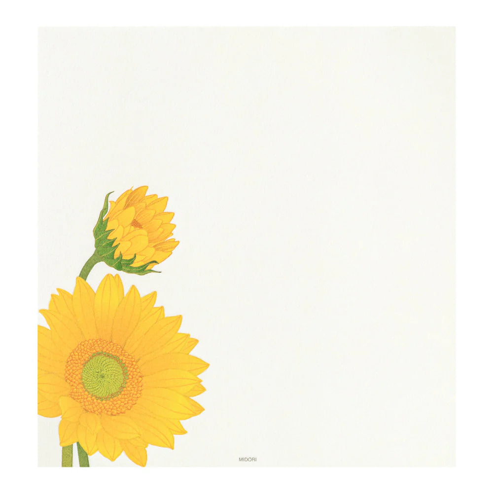 Papier à lettres MIDORI washi - 177 x 168 mm - Tournesols