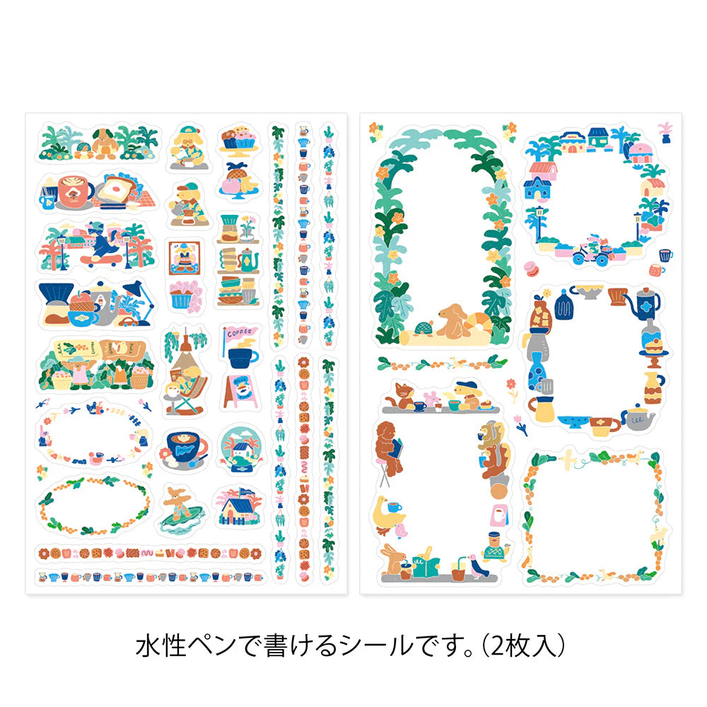Stickers repositionnables MIDORI Yuru Log - Café