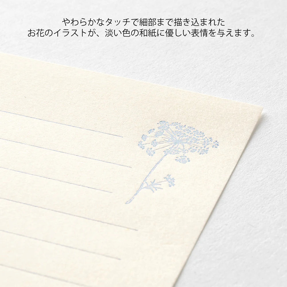 Set de correspondance MIDORI Mini Letter Set Washi Hanairo - Blanc