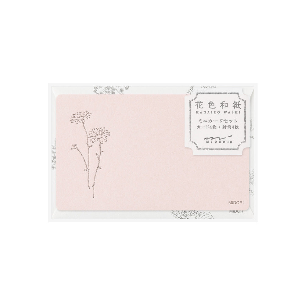 Set de correspondance MIDORI Card Letter Set Washi Hanairo - Rose