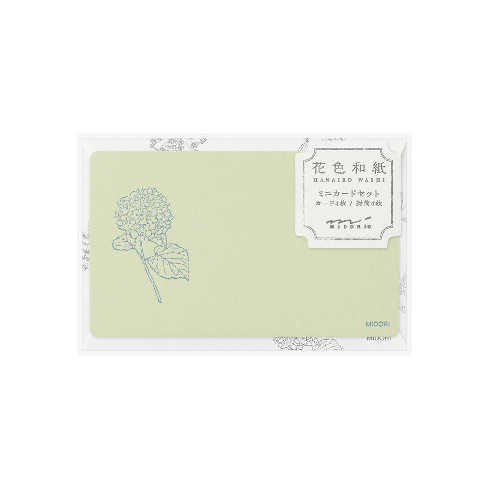 Set de correspondance MIDORI Card Letter Set Washi Hanairo - Vert