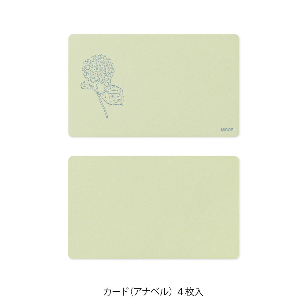 Set de correspondance MIDORI Card Letter Set Washi Hanairo - Vert