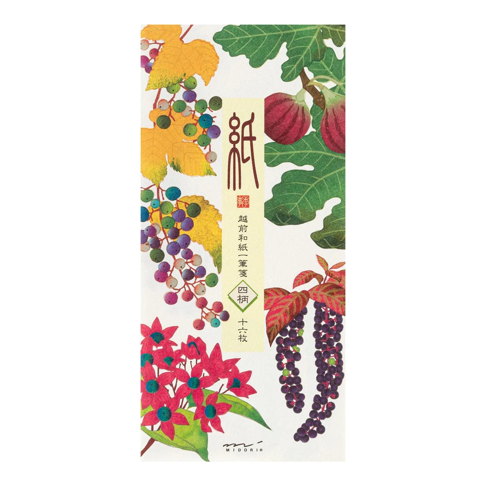 Papier à lettres MIDORI washi - 177 x 84 mm - Fruits d’automne