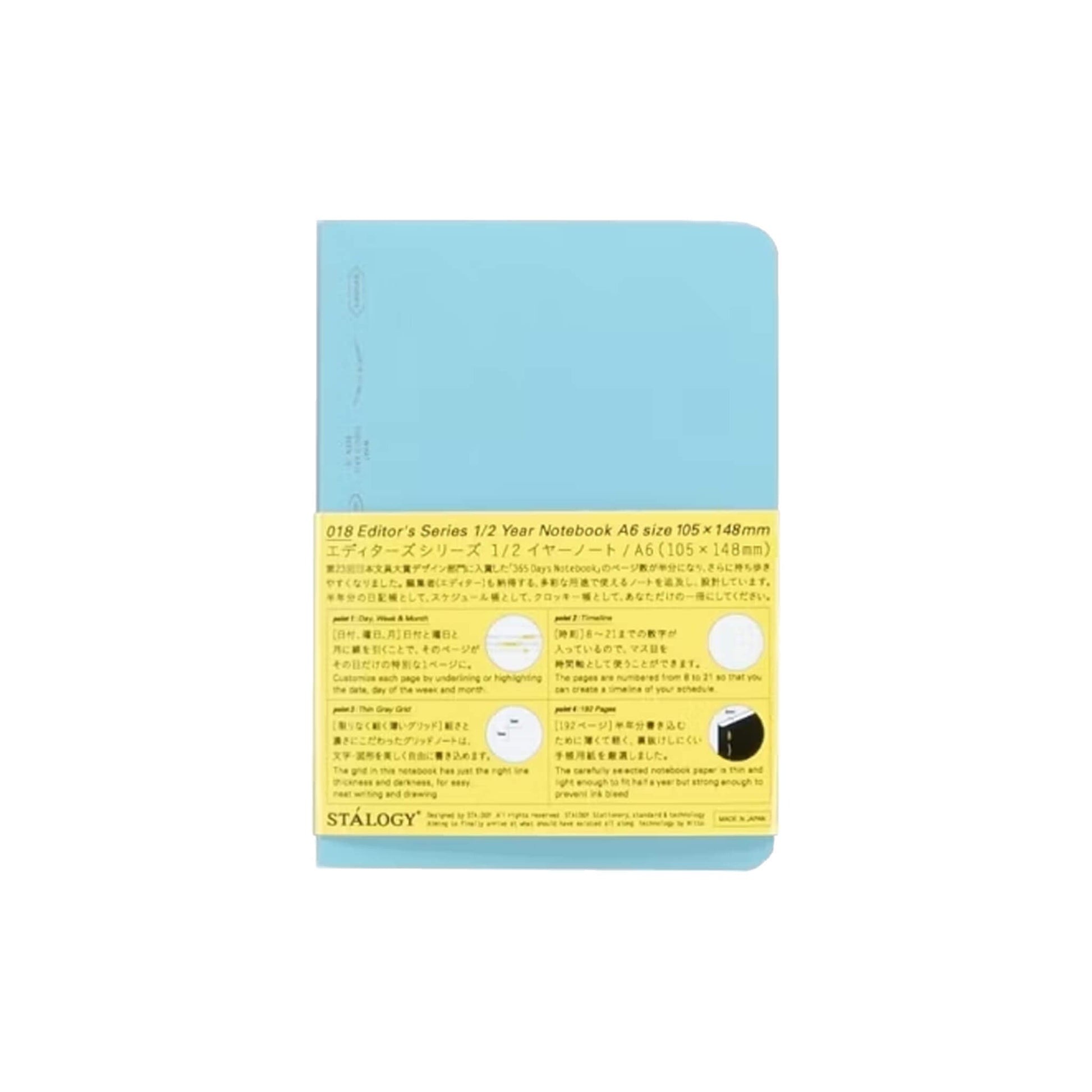 Carnet STÁLOGY 1/2 Year Notebook - A6 - Softcover - Quadrillé - Blue